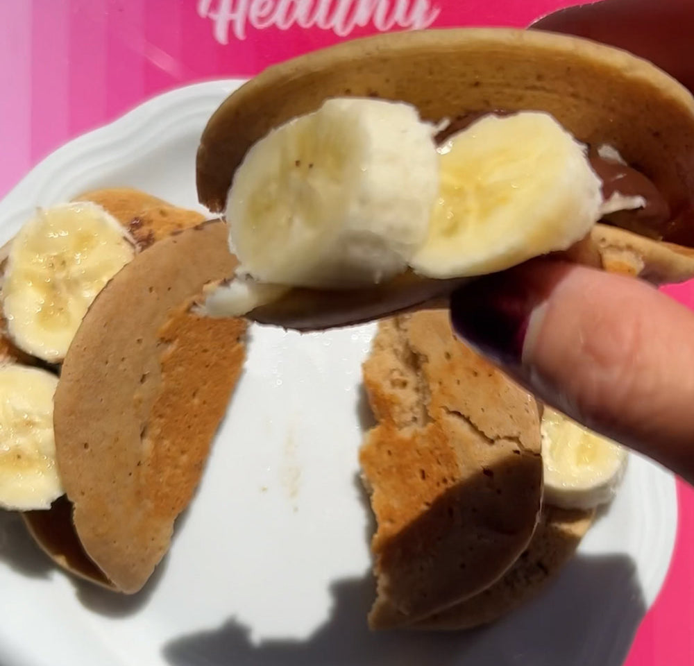 Bake Me Healthy Gluten-Free, Vegan, Plant-Based, Upcycled Chunky Monkey Pancake Tacos