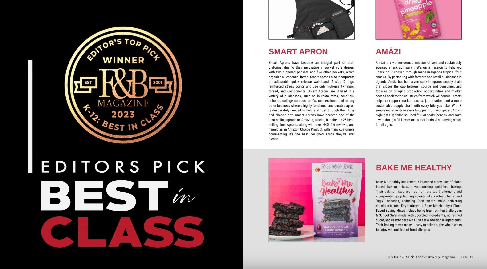 Food & Beverage Top Editor's Best in Class K-12 Winner Bake Me Healthy