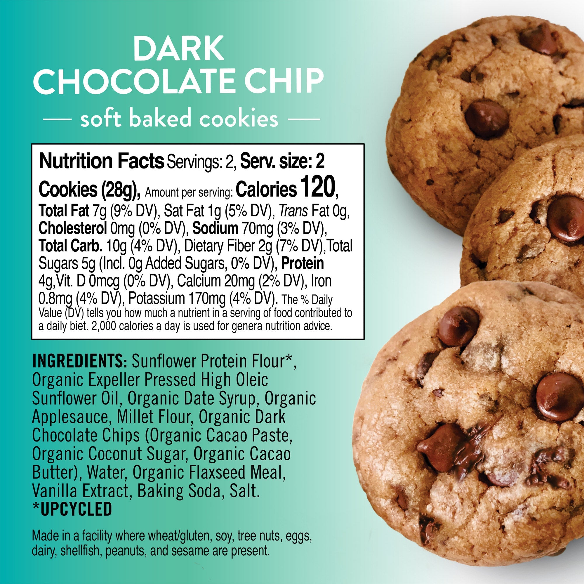 Dark Chocolate Chip Cookies- 40 Cookies/ 10 Snack Packs - Bake Me Healthy