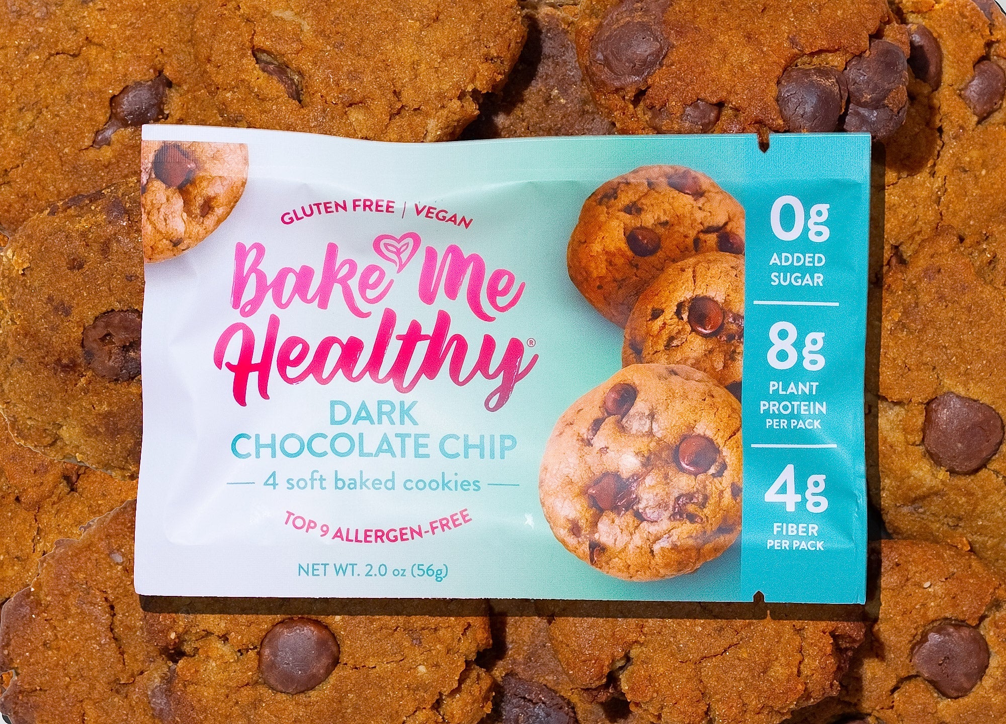 Dark Chocolate Chip Cookies- 40 Cookies/ 10 Snack Packs - Bake Me Healthy