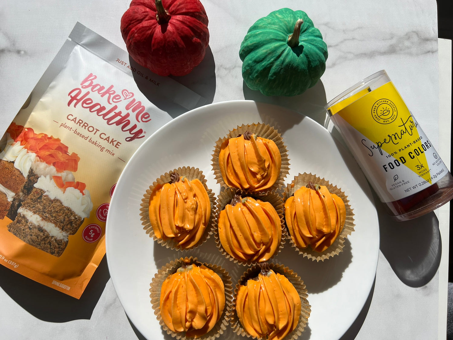 Plant-Based, Allergy-Friendly Pumpkin Carrot Cake Cupcakes