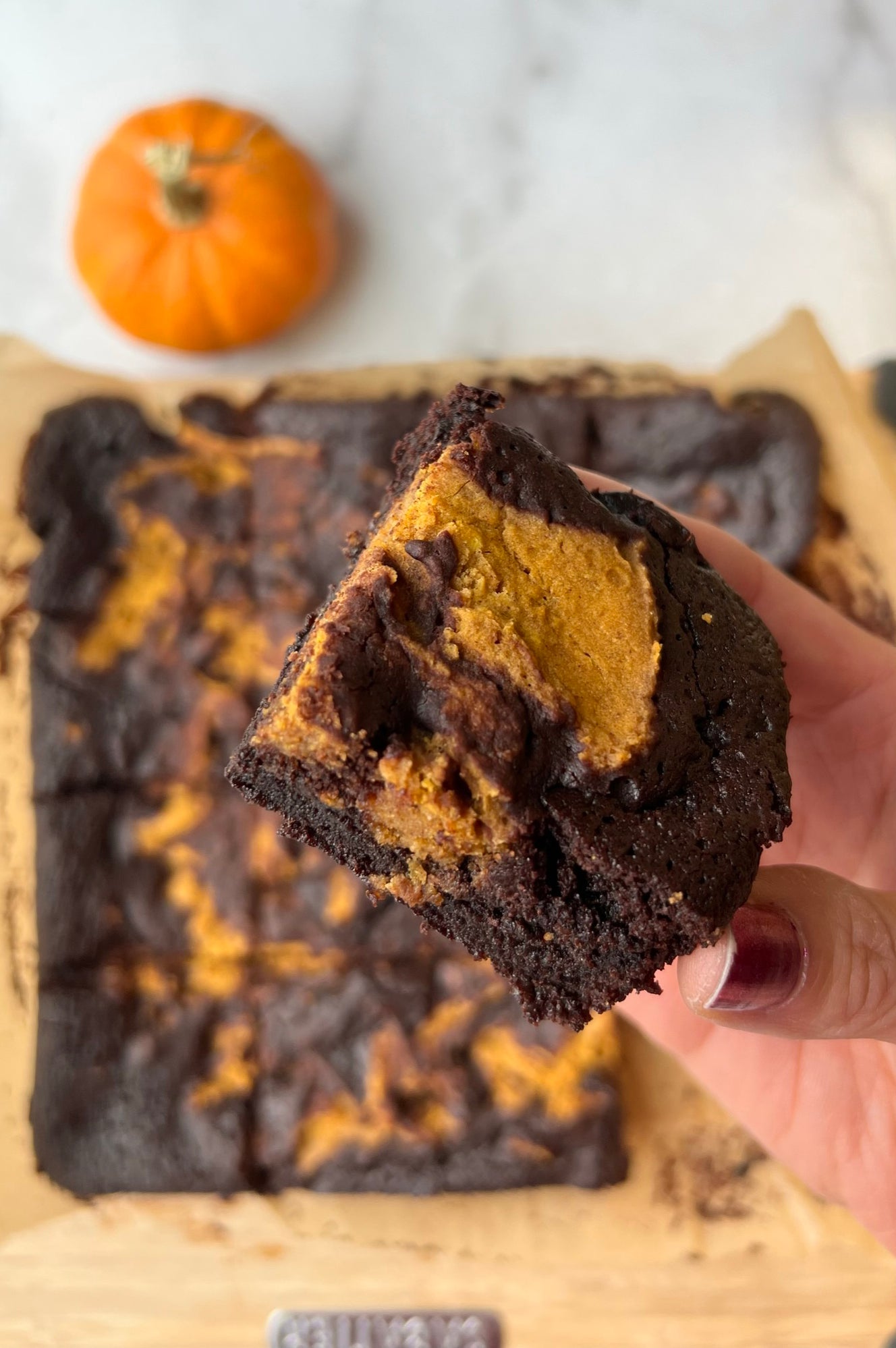 Pumpkin Swirl Brownies  - vegan, gluten-free, nut-free, and free of the top 9 allergens