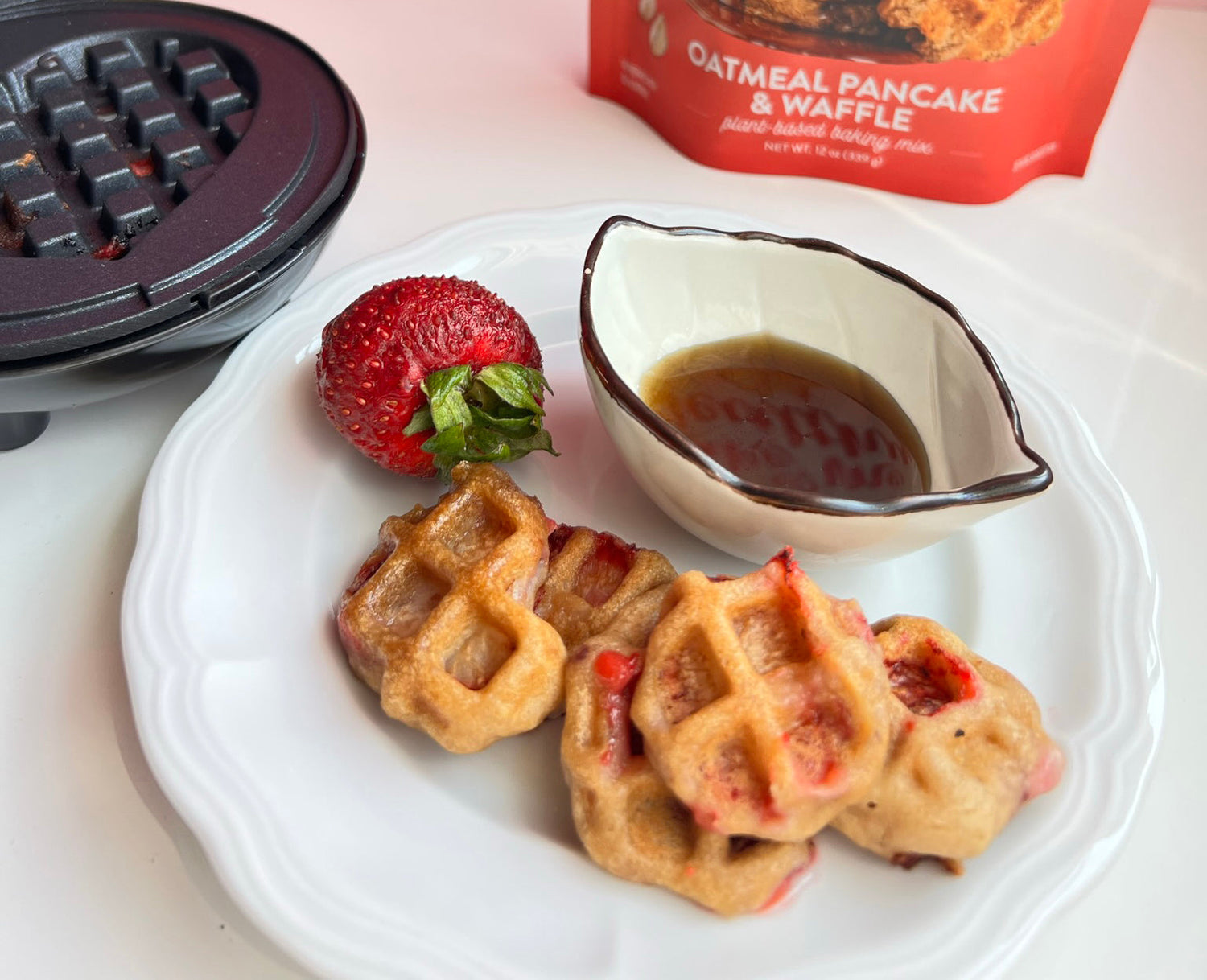 Bake Me Healthy Vegan, Gluten-Free, Sustainable, Allergy-Friendly Strawberry Waffle Bites