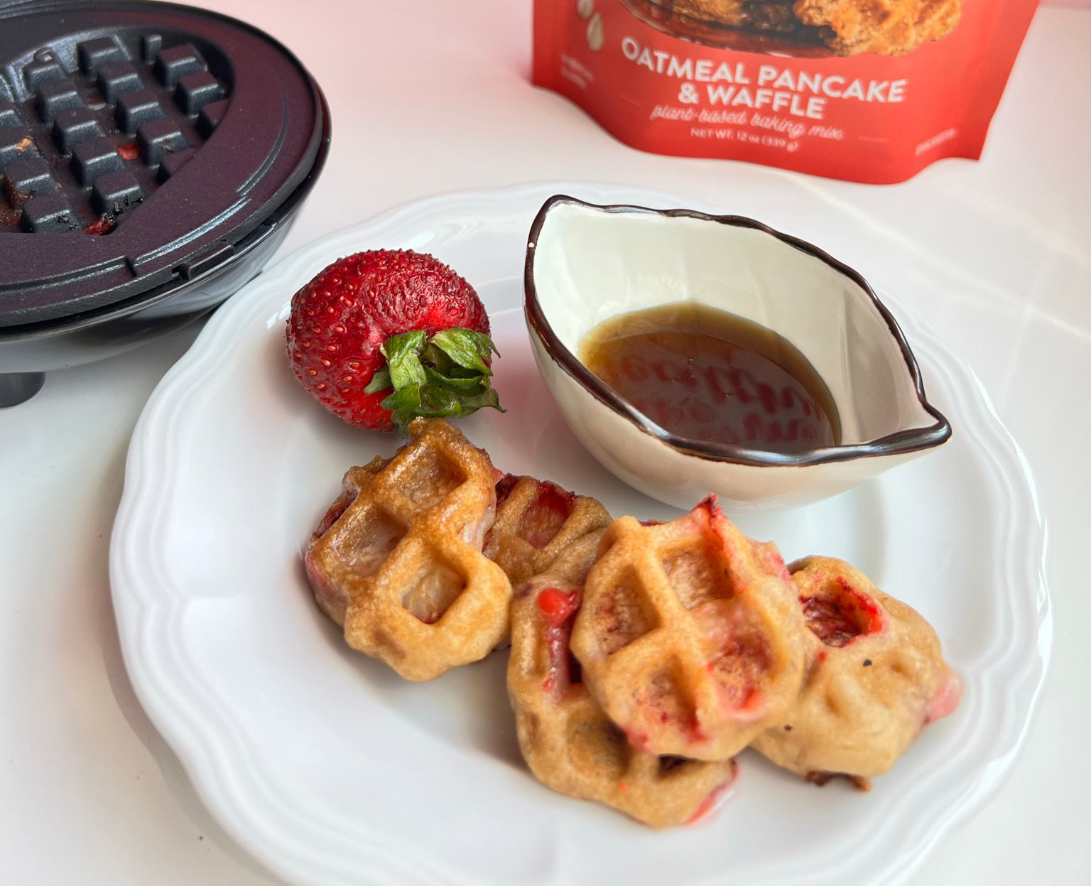 Bake Me Healthy Vegan, Gluten-Free, Sustainable, Allergy-Friendly Strawberry Waffle Bites