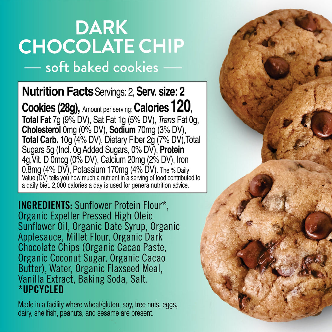 Dark Chocolate Chip Cookies- 40 Cookies/ 10 Snack Packs - Bake Me Healthy