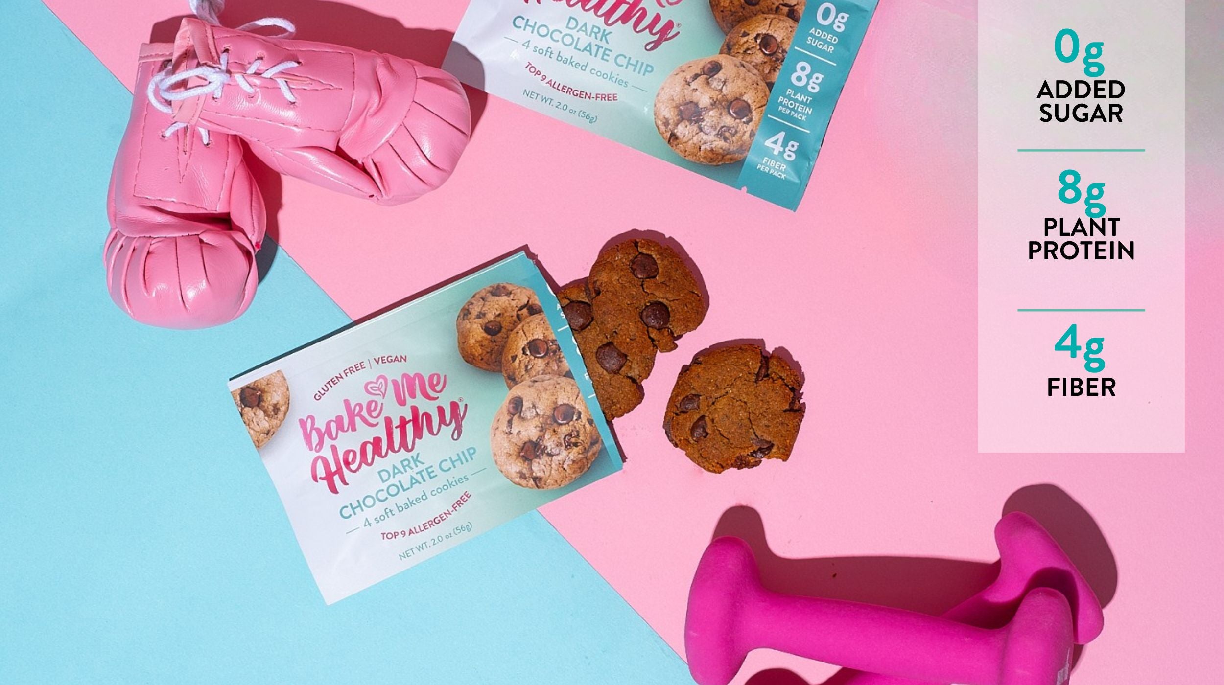 Fitness Cookies with no added sugar, 8g protein, 4g of fiber per snack pack