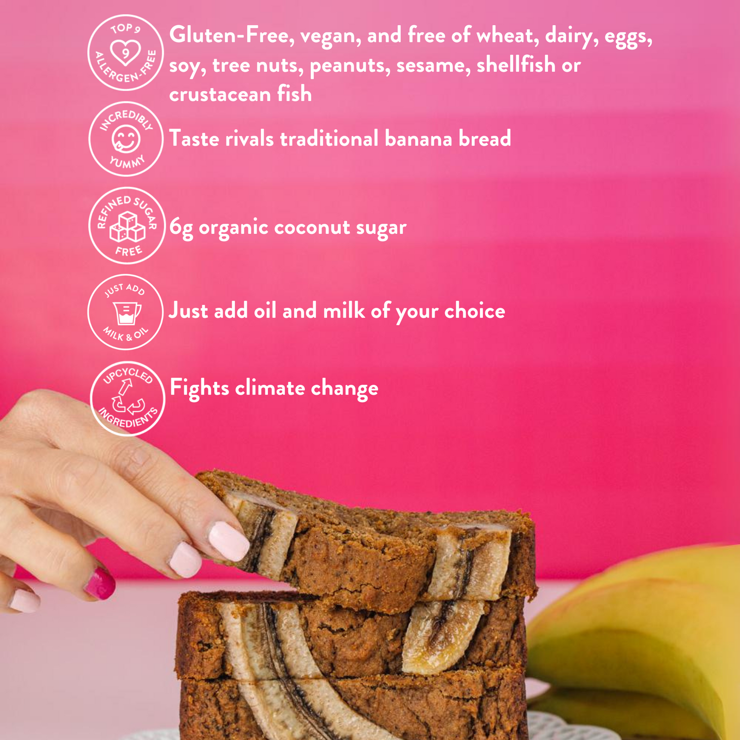 Gluten-Free, Vegan, Upcycled, Top 9 Allergen-Free Banana Bread Mix