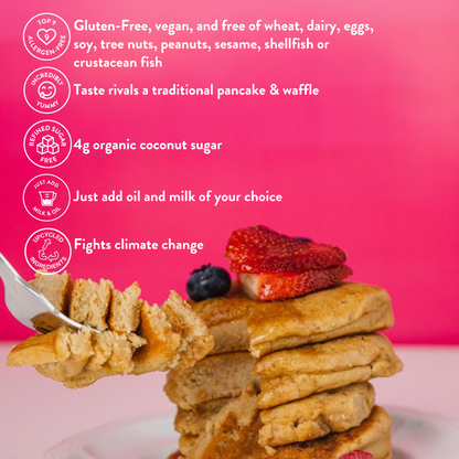 Vegan, Gluten-Free, Top 9 Allergen-Free, Upcycled Oatmeal Pancake &amp; Waffle Mix